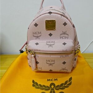 MCM Blush Pink Logo Backpack